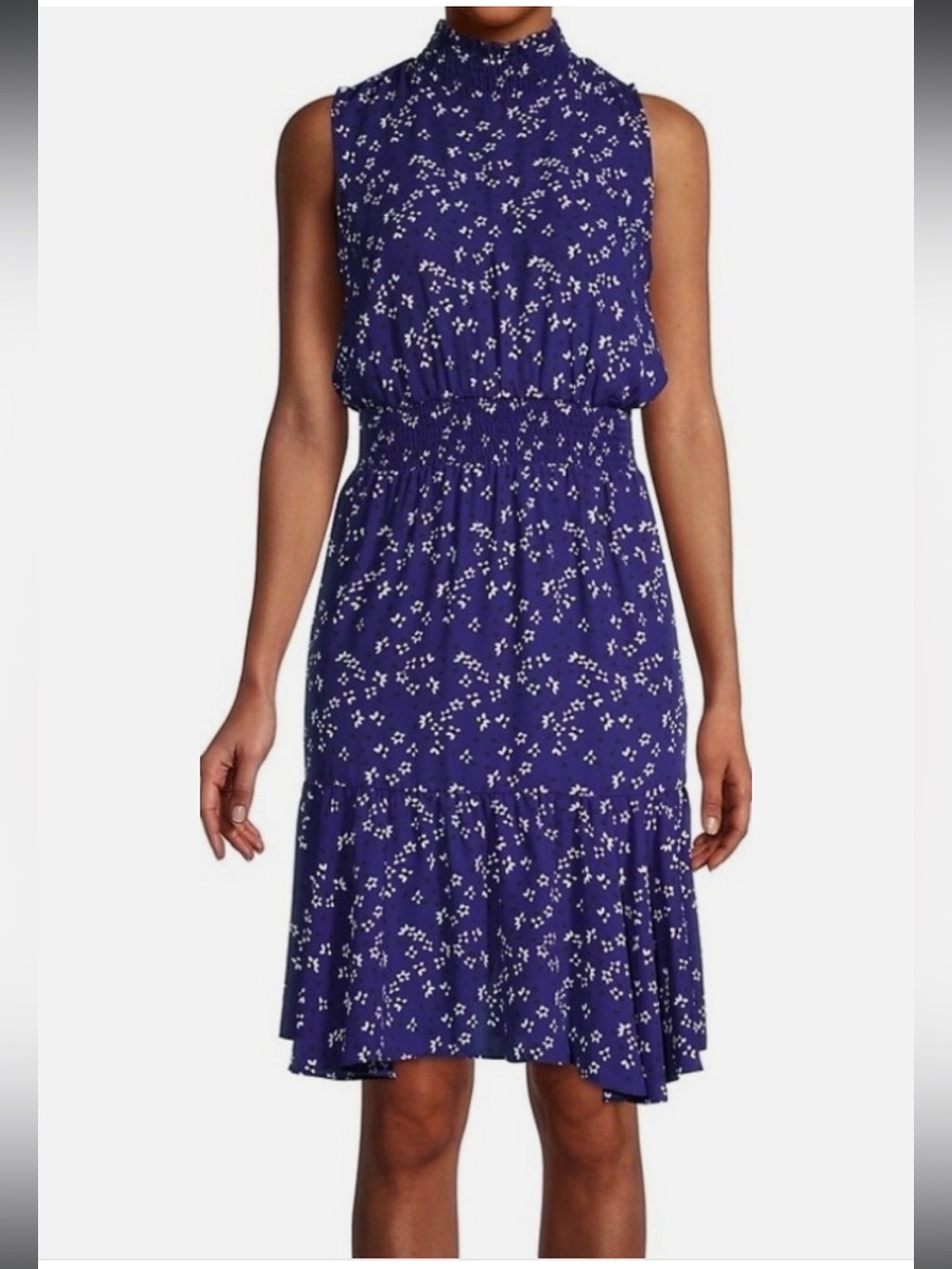 Nanette Lepore Floral Ruffled High-Neck Midi Dress Size 2